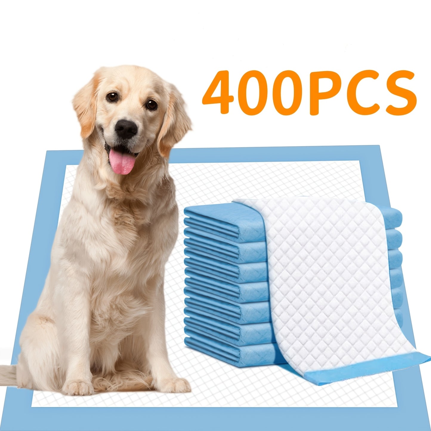 100/400 Pack 22x22 Inch Leak Proof Dog Training Pads - Standard Absorbency, Wood Pulp/Cotton